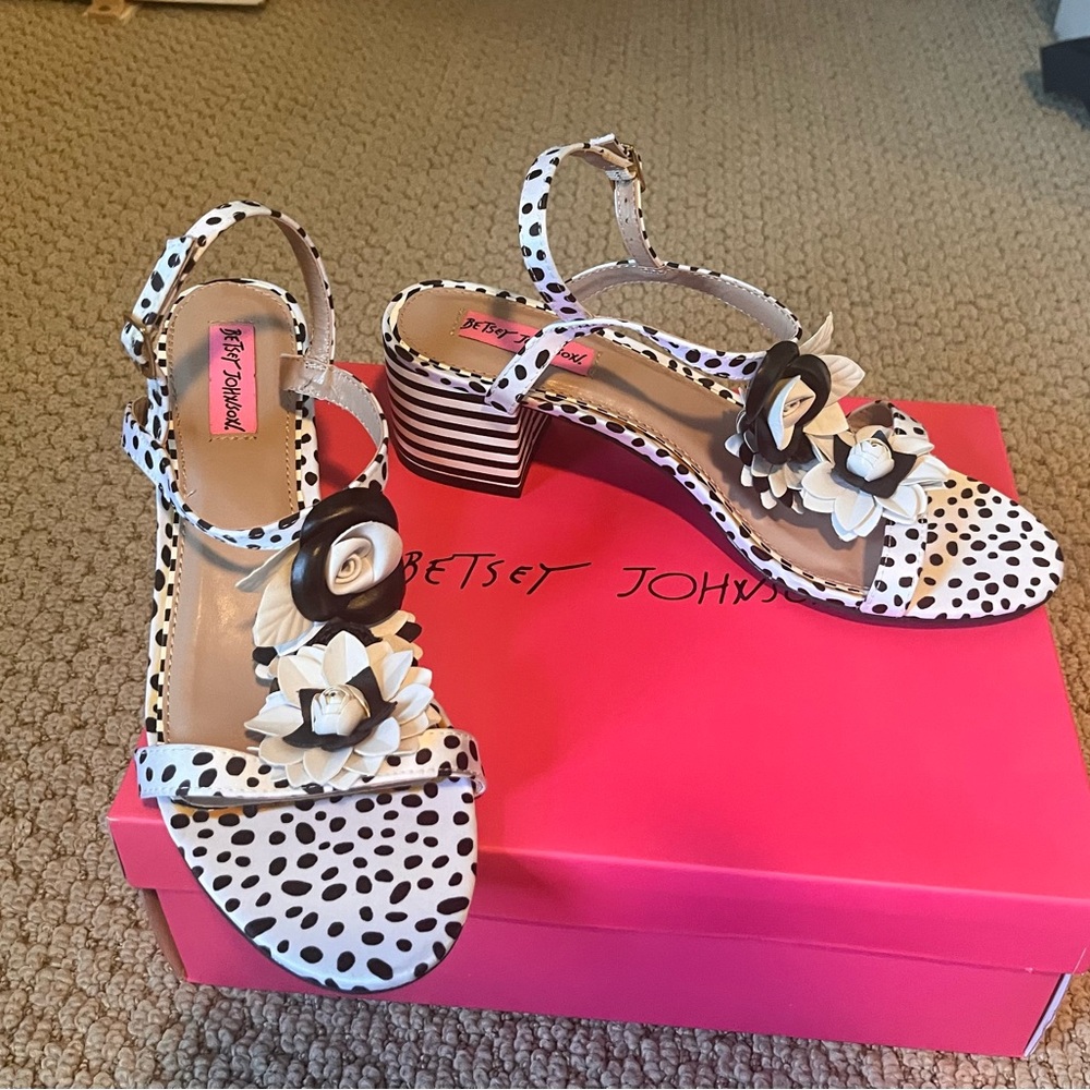Betsey Johnson Black and White Polka Dot Sandals